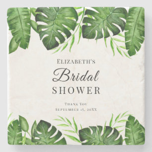 Tropical Bridal Shower Greenery Custom Favour Stone Coaster