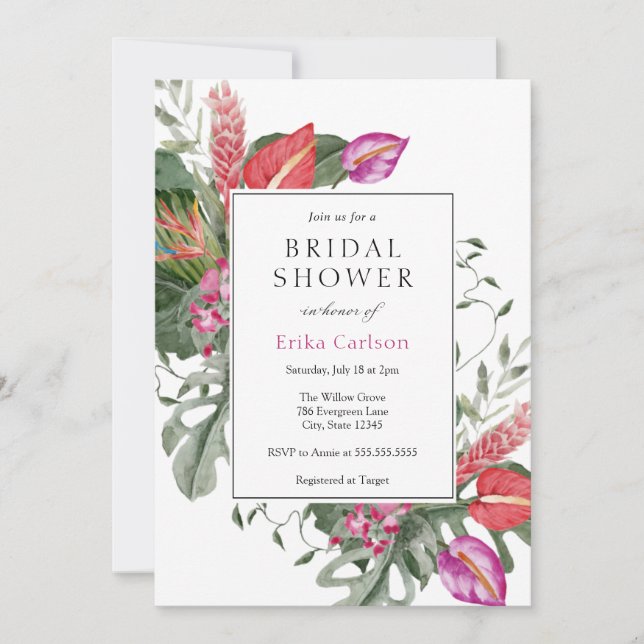 Tropical Bridal Shower Invitation (Front)