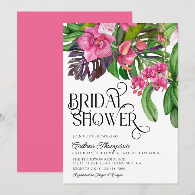 Tropical Bridal Shower Invitation (Front/Back)