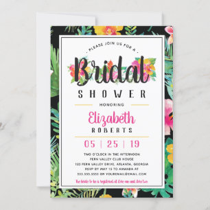 Tropical Bridal Shower Invitation, Luau Invitation