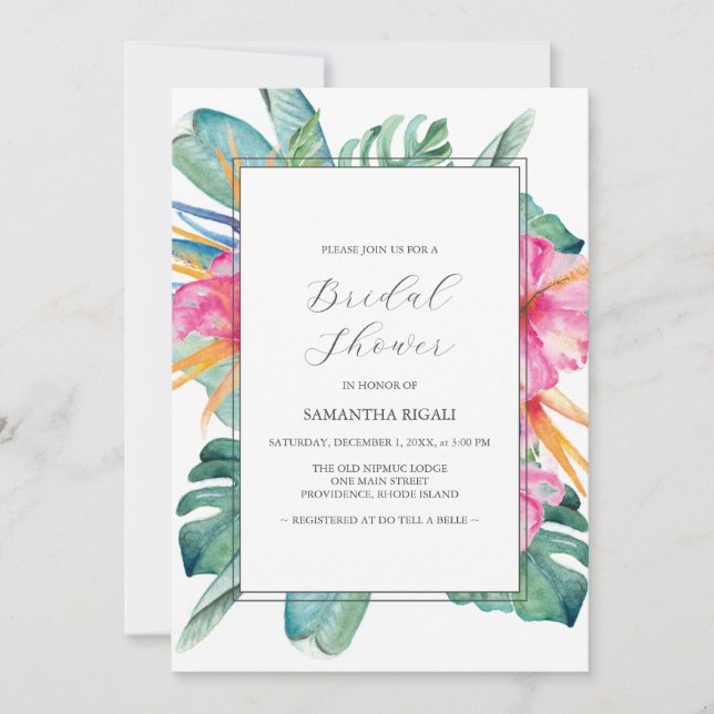 Tropical Bridal Shower Invitations (Front)