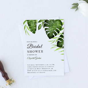 Tropical Bridal Shower Jungle Leaves Botanical Invitation