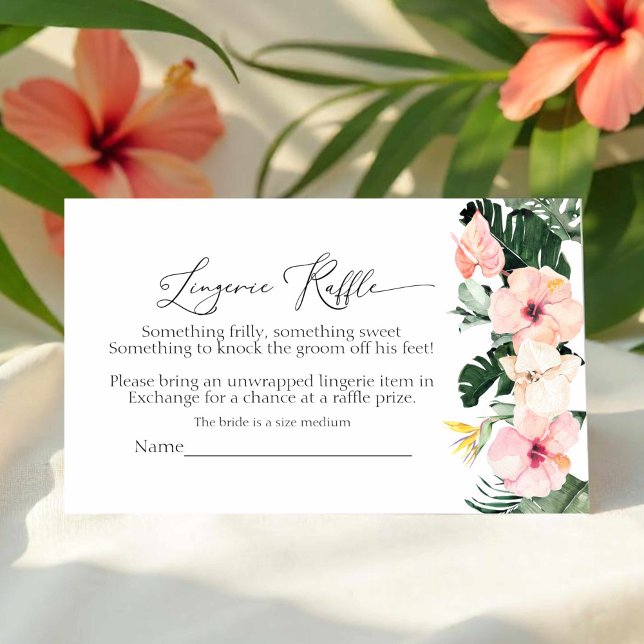 Tropical Bridal Shower Lingerie Raffle Enclosure Card (Creator Uploaded)