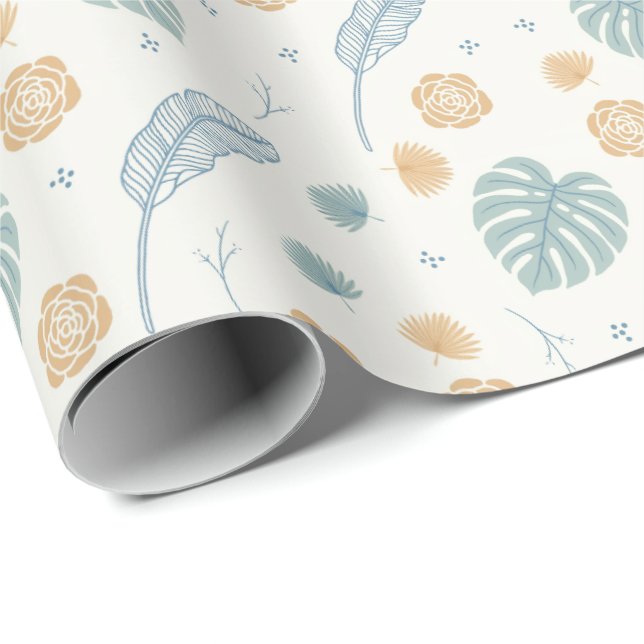 Tropical Bridal Shower Pattern Boho Palm Leaves  Wrapping Paper (Roll Corner)