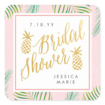 Tropical Bridal Shower Personalised Favour Sticker