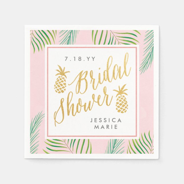 Tropical Bridal Shower Personalised Napkins (Front)