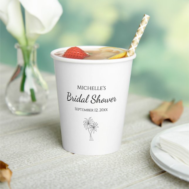 Tropical Bridal Shower Simple Elegant Palm Trees  Paper Cups (Insitu)