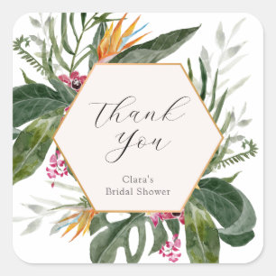 Tropical Bridal Shower Thank you Square Sticker