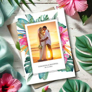 Tropical Bride and Groom Wedding Thank You Card