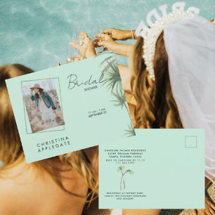 Tropical Bride Photo Mint Bridal Shower Invite