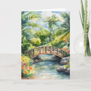 Tropical Bridge Birthday Card