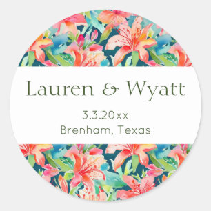 Tropical Bright Botanical Floral Wedding Classic Round Sticker