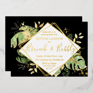 Tropical Brunch Bubbly Bridal Shower Black & Gold