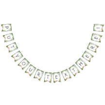 Tropical Bunting Banner with Green Palms and Vibra