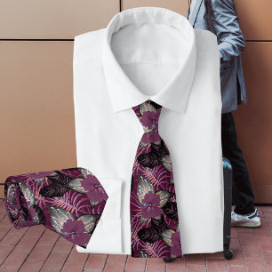 Tropical Burgundy Hibiscus Tie