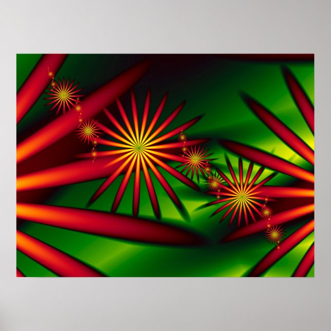 Tropical Burst Abstract Geometric Fractal Art Poster (Front)