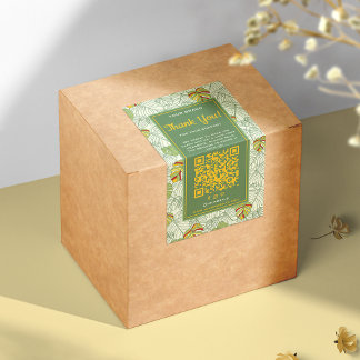 Tropical Business Thank You Box Seal Label QR-code