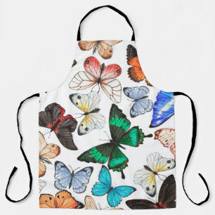 Tropical butterflies: colourful watercolor pattern apron