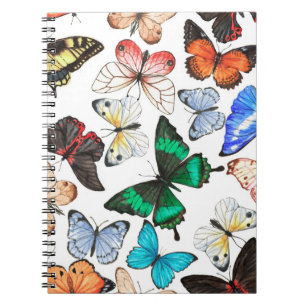 Tropical butterflies: colourful watercolor pattern notebook