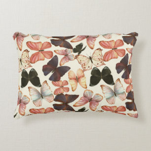 Tropical Butterflies: Watercolor Seamless Pattern. Decorative Cushion