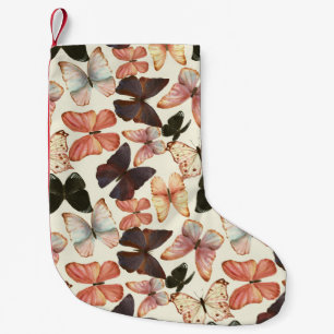 Tropical Butterflies: Watercolor Seamless Pattern. Small Christmas Stocking