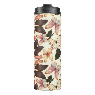 Tropical Butterflies: Watercolor Seamless Pattern. Thermal Tumbler