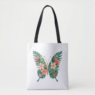 Tropical Butterfly with Floral Wings Island Vibes Tote Bag