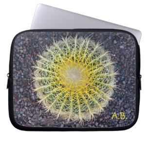 Tropical Cactus Gravel Green Yellow any Initials Laptop Sleeve