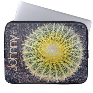 Tropical Cactus on Gravel Green Yellow any Name Laptop Sleeve