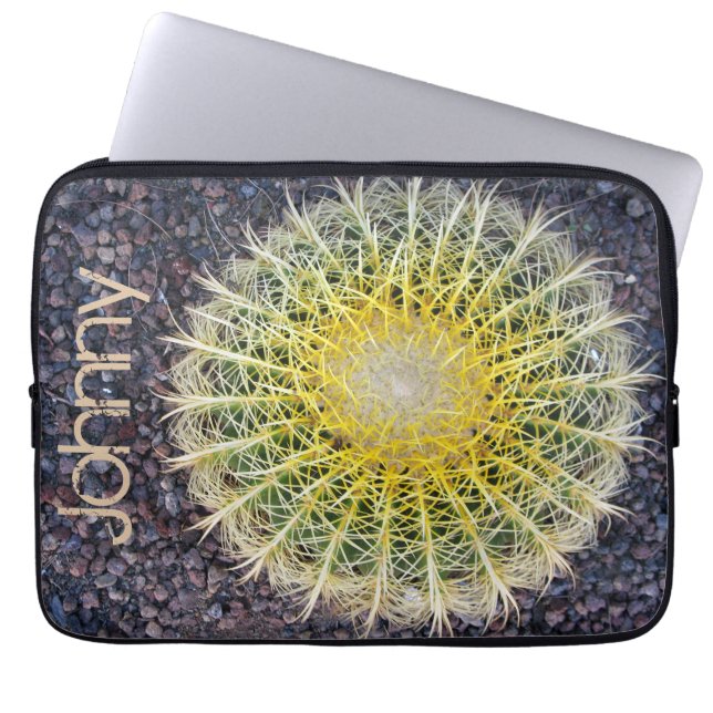 Tropical Cactus on Gravel Green Yellow any Name Laptop Sleeve (Front)