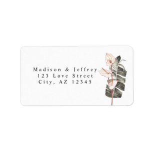 Tropical Calla Lily Minimalist Wedding Address Label