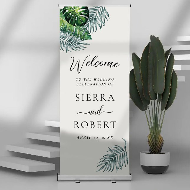 Tropical Calligraphy Wedding Welcome Retractable Banner (Creator Uploaded)