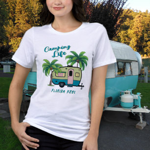 Tropical Camping Retro Palm Trees Tri-Blend Shirt