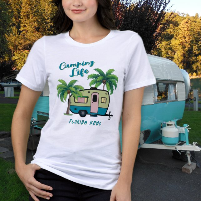 Tropical Camping Retro Palm Trees Tri-Blend Shirt (Creator Uploaded)