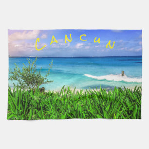 Tropical Cancun Mexico Beach Sea Paradise Tea Towel