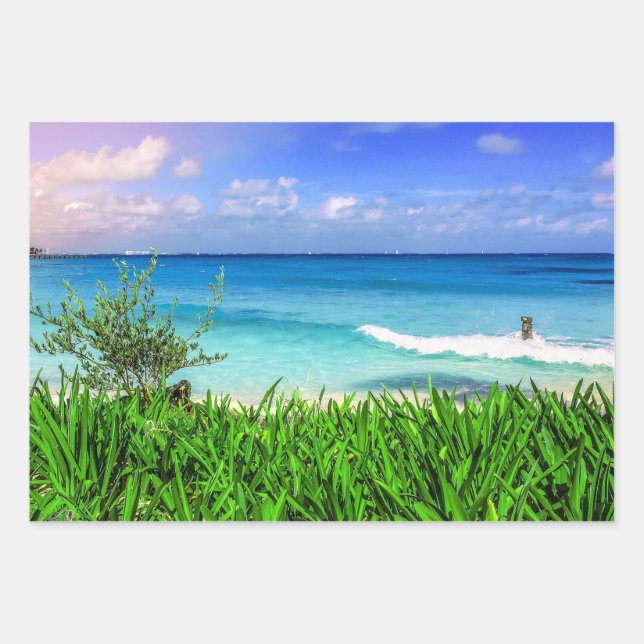 Tropical Cancun Mexico Beach Sea Paradise Wrapping Paper Sheet (Front)