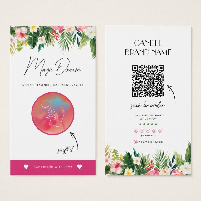 Tropical Candle Scent Card, Candle Samples Insert (Front & Back)