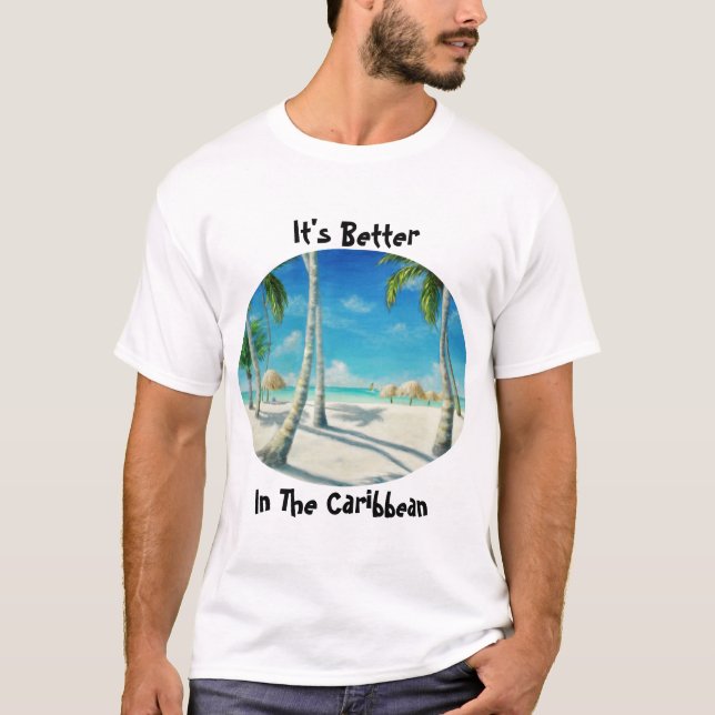 Tropical Caribbean Beach T-Shirt (Front)