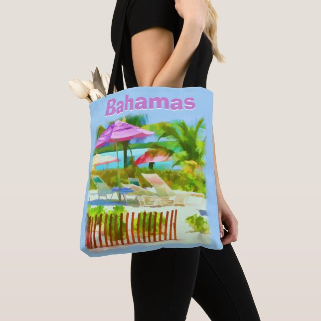 Tropical Caribbean Island Beach Scene - Painterly Tote Bag (Close Up)
