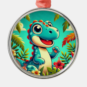 🦖 Tropical Cartoon Dinosaur Metal Holiday Ornamen Tree Decoration