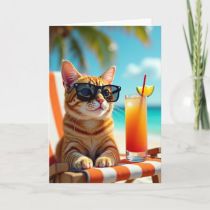 Tropical Cat Birthday Card