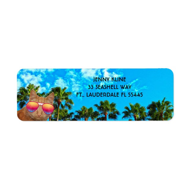 TROPICAL CAT PALM TREES  Return Address Labels (Front)
