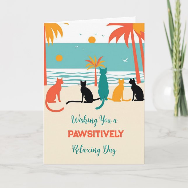 Tropical Cats Sunny Beach Cats Greeting Card (Front)