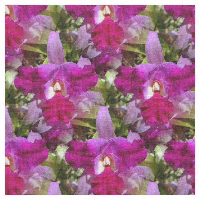 Tropical Cattleya Orchid Flower Fabric (Close Up)