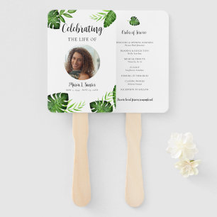Tropical Celebration of Life Funeral Program Photo Hand Fan