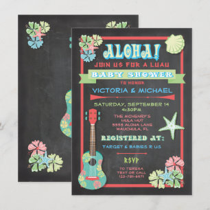 Tropical Chalkboard Luau Baby Shower invitations