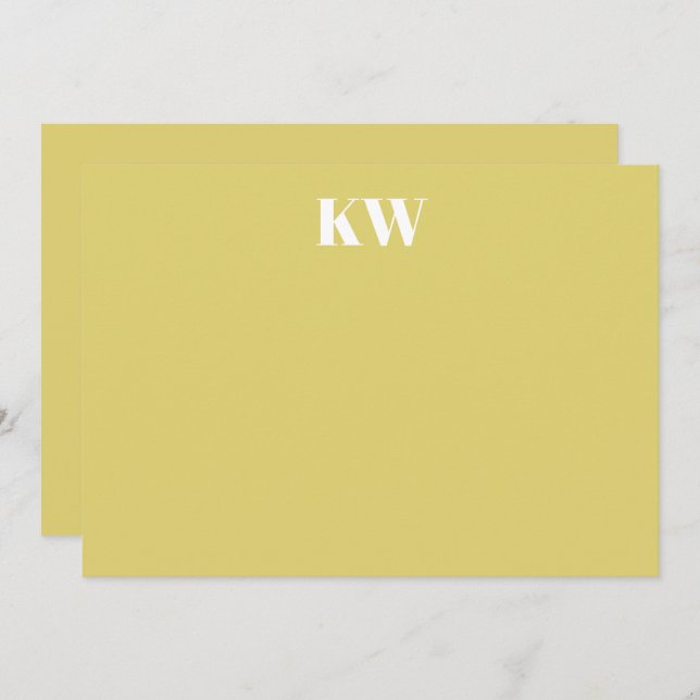 Tropical Chartreuse Monogram Initials Personalized Thank You Card (Front/Back)