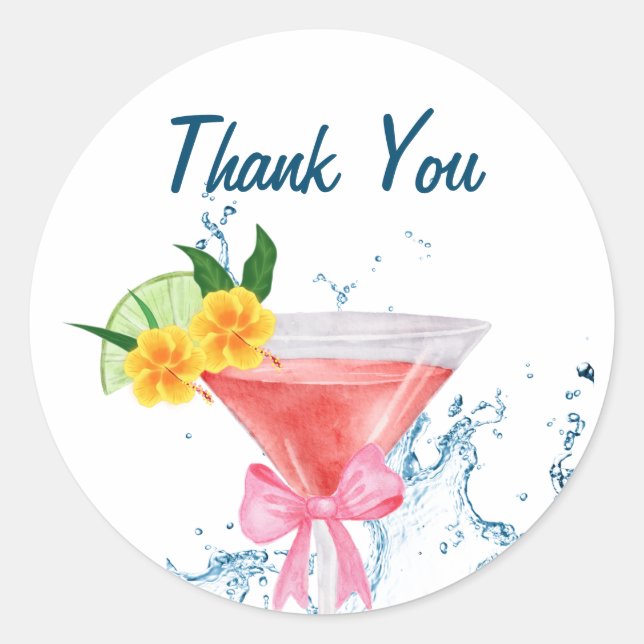 Tropical Cheers Beach Cocktails Party  Classic Round Sticker (Front)