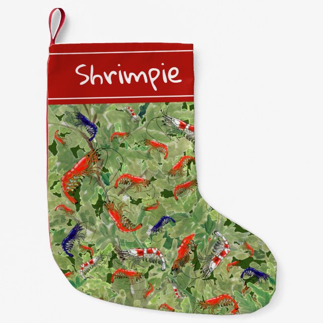 Tropical Cherry Shrimp Aquatic Pet Aquarium Small Christmas Stocking (Front)