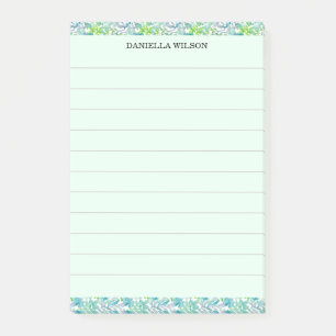 Tropical Chic Botanical Floral Watercolor Lined Post-it Notes